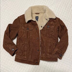 GAP Brown Corduroy Jacket with Cream Sherpa Collar - perfect condition like new